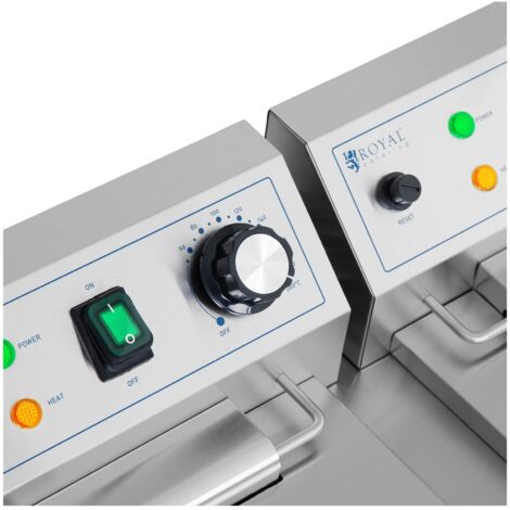 Friteuse Professionnelle Double Royal Catering - 2x16L, 3200W, Inox, Thermostat - Parfaite Pour Restaurants Et événements
