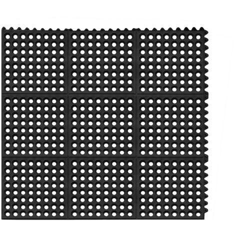 Tapis en caoutchouc annelé ergonomique antifatigue 92x92x1cm