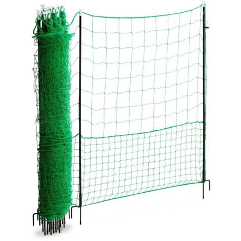 Kit clôture filet à poules 12 M avec porte 6 piquets double pointe