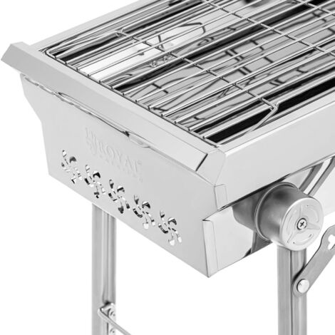 Grille Double Barbecue Sur Pieds Acier Inoxydable Portable 25x25 Cm Avec Poignée - JUANIO