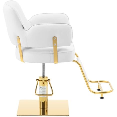 Fauteuil de coiffeur avec repose-pieds - 870 - 1020 mm - 200 kg - Crème /  Doré Fauteuil salon de coiffure Chaise de barbier