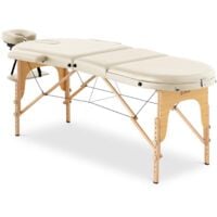 Table de massage pliante Lit de massage Portable Cadre en bois 180 kg Beige