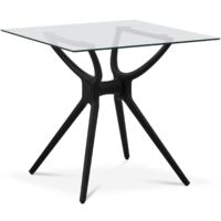 Table de Salle à Manger Cuisine Maison Repas Plateau Carré Verre 80x80x74 cm