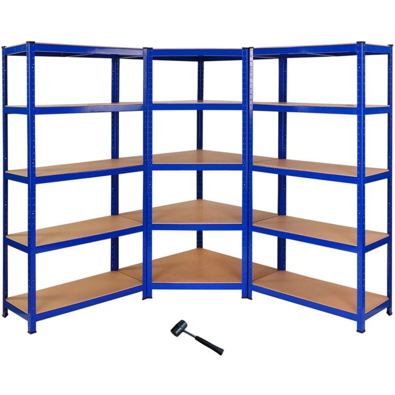 Estantería Esquinera Metálica Azul T-Rax Sin Tornillos 90x45x180cm