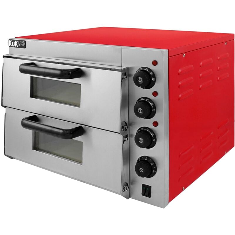 Horno de Pizza Eléctrico de 3KW Horno para Pizza con Cajón de Pizza Profesional Acero Inoxidable 350 ℃ Mini Horno de Sobremesa Un Solo Horno de Cocina Eléctrica 220V