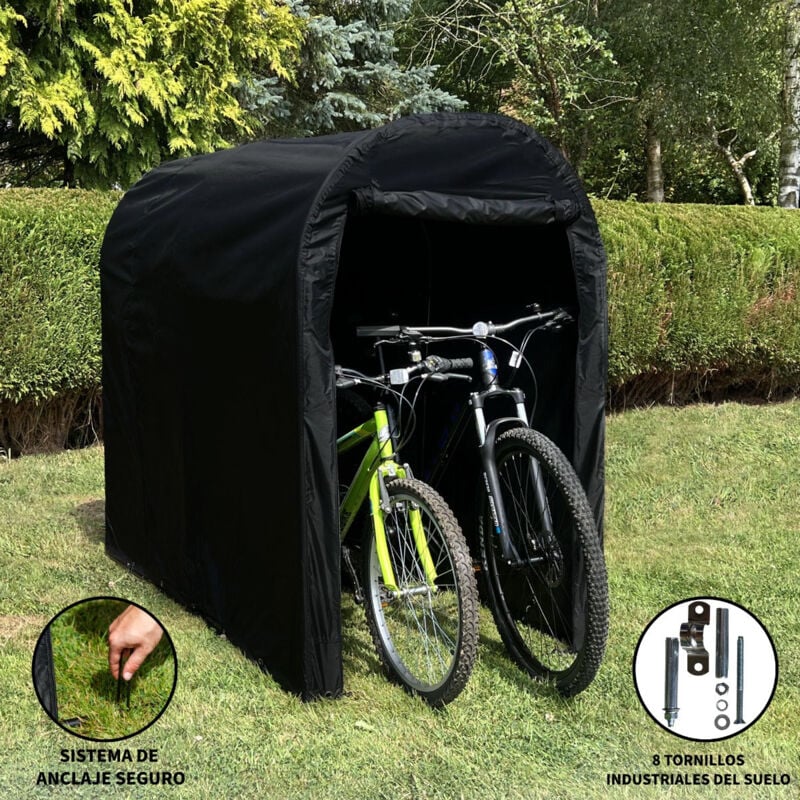 Tienda de Campaña para Bicicleta Almacenamiento Bici Scooter Escúter Toldo Senderismo Acampada Camping Refugio Funda Impermeable Protección UV Sistema Anclaje con Pernos para Tierra Dura y Suave