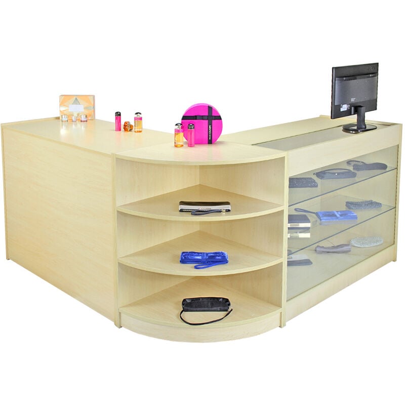 MonsterShop - Set Titan con 3 Mostradores para Tienda y Recepción con Acabado en Arce Laminado