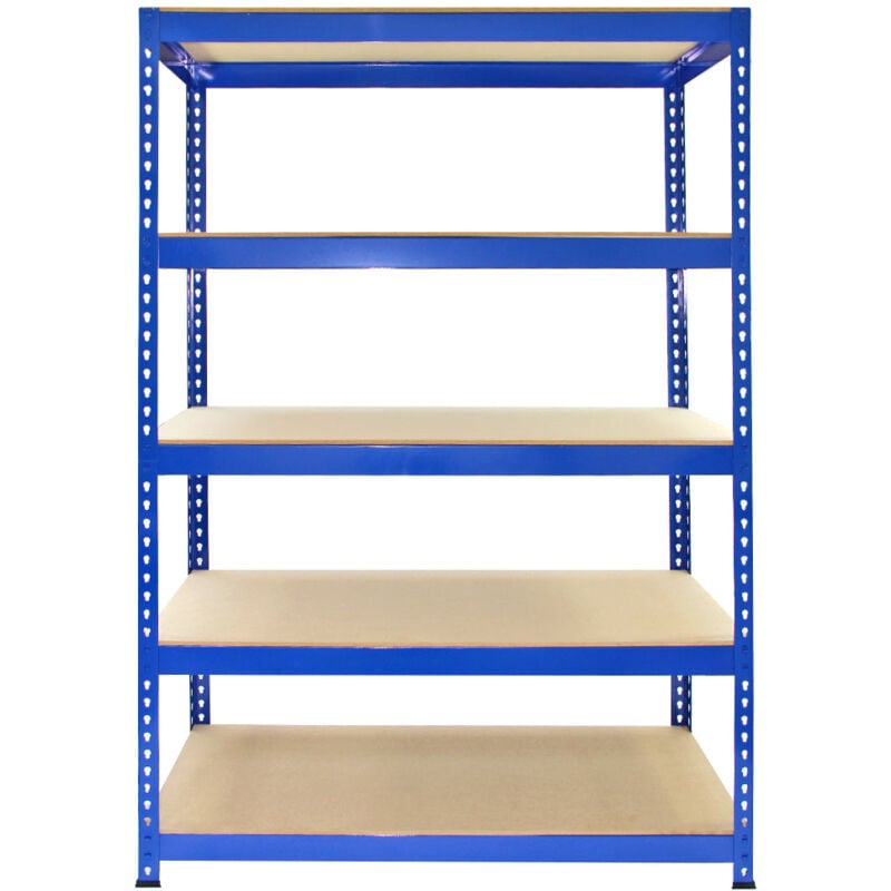 Estantería Azul Q-Rax De Acero Sin Tornillos 120x50x182.5cm 5 Estantes Almacenamiento Almacenaje Herramientas Taller Almacén Garaje Estanteria Metalica Industrial Capacidad Peso 200kg por Estante