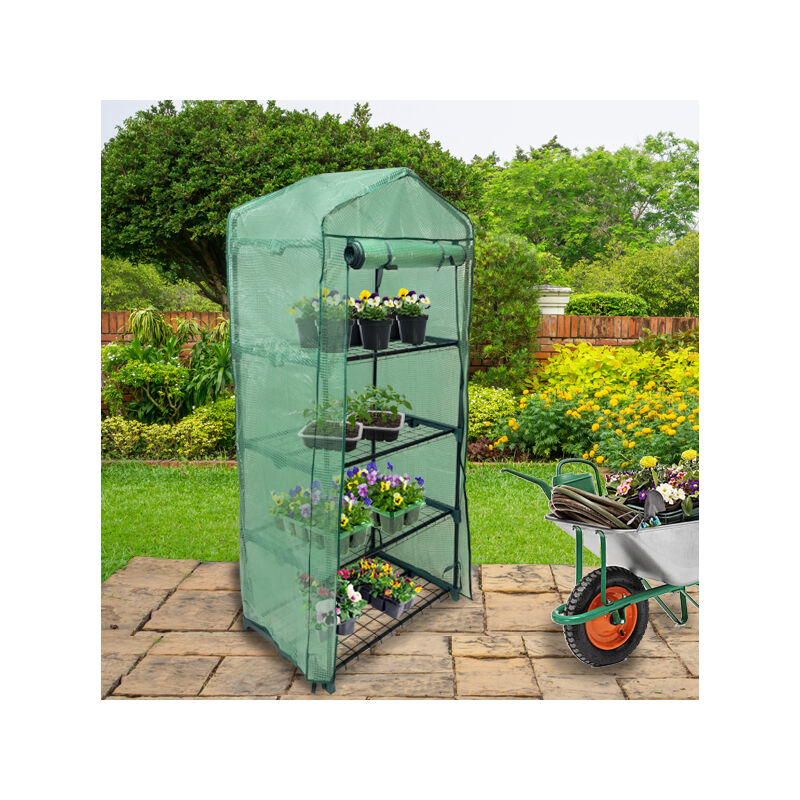 Solution4Patio - Mini invernadero portátil para jardín interior/exterior,  Invernadero, 4 niveles, 16 estantes, 47.3 pulgadas de ancho x 67 pulgadas  de