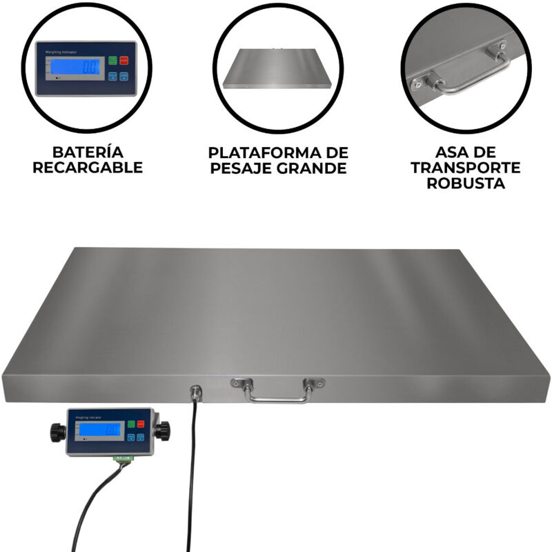 Báscula Industrial De Plataforma 300kg/50g, Pantalla LCD Digital,  Plataforma De Acero Inoxidable De 50x40cm, Balanza Industrial Para  Paquetería 