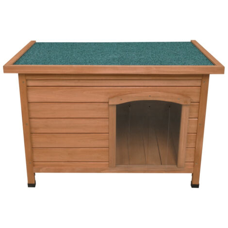 Caseta Pequeña Perros Mascotas Perrera de Madera Impermeable Refugio Canino Perruno Interior Exterior 86x58x63cm Tapa Abierta Distancia al Suelo 5cm con Bisagras Portezuelas Abertura con Techo (1/5)
