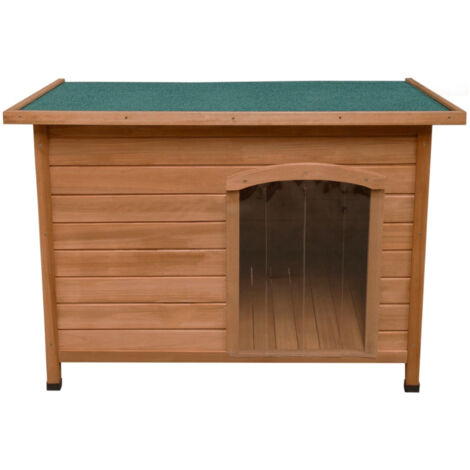 Caseta Mediana Perros Mascotas Perrera de Madera Impermeable Refugio Canino Perruno Interior Exterior 103x70x66cm Tapa Abierta Distancia al Suelo 5cm con Bisagras Portezuelas Abertura con Techo