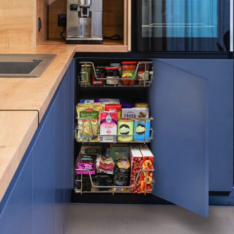 Kukoo - 2 Cestos Metálicos Extraíbles de Cocina para Muebles Armarios de 50cm de Ancho Cajón Telescópico Cocina Cierre Suave Cestas Almacenaje Almacenamiento Organizadores Capacidad 15-20kg por Cesta