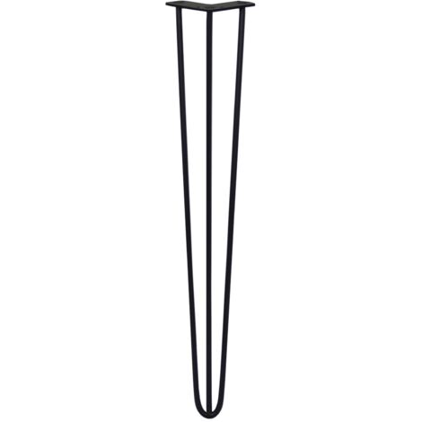 SKISKI LEGS - 4 Patas de Horquilla Metálicas para Mesa Muebles Metal Hairpin Legs 71cm Acero Negro 3 Puntales Espesor 10mm con Pies Protectores + Kit Herramientas de Montaje GRATIS