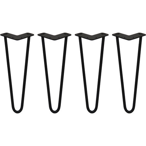 SKISKI LEGS - 4 Patas de Horquilla Metálicas para Mesa Muebles Metal  Hairpin Legs 35.5cm Acero Negro 3 Puntales de