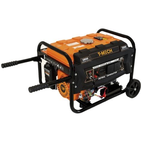 Generador Portátil Monofásico a Gasolina 3300W 7HP 12L  4 Tiempos 210cc  Salida 230V AC 12V DC  Arranque Eléctrico con Llave  Pantalla Digital p/Fácil Operación  Ruedas y Manijas p/transporte