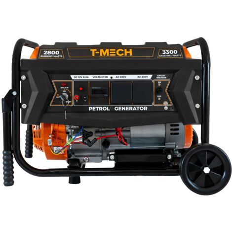 Generador Portátil Monofásico a Gasolina 3300W 7HP 12L  4 Tiempos 210cc  Salida 230V AC 12V DC  Arranque Eléctrico con Llave  Pantalla Digital p/Fácil Operación  Ruedas y Manijas p/transporte