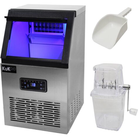 Máquina Hielo Comercial 40kg/24hr Fabricar Cubitos de Hielo Picadora de Hielo para Hacer Cócteles Granizados Batidos de Fruta con Cucharada + Trituradora de Hielo Gratis Ice Cube Crusher Maker Machine (1/5)