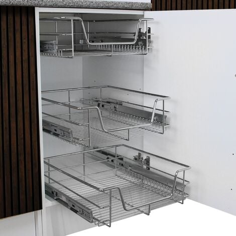 Bandeja extraíble interior para armario alto, Kesseböhmer Tandem, con  estante para puerta separado y cestas para colgar ajustables en altura