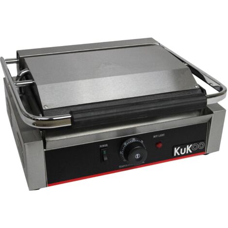 Plancha Grill Sandwichera y Panini Comercial Acero Inoxidable Resistente a los Arañazos 2200W 50-300°C con 2 Bandejas de Goteo y Cepillo Limpiador de Alambre GRATIS Máquina Panini Panini Press (1/5)