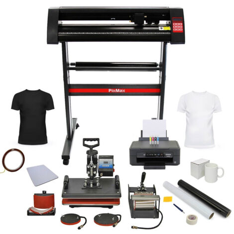 Cortador Vinilos Plóter de Corte 720mm, Prensa Calor 5en1 con Accesorios, Impresora, Subscripción 1 Año a SignCut Pro, 4 Cartuchos + 10 Hojas de Sublimación y 22m de Cinta Térmica GRATIS