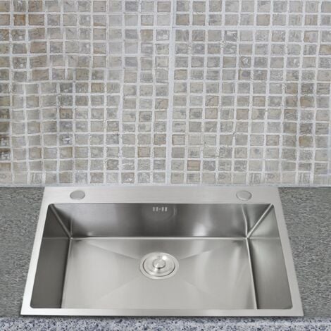 Fregadero Cocina de Acero Inoxidable 60x22x45cm con Colador y Tubo Desagüe GRATIS Lavaplatos Pila Cocina para Lavar Platos Kitchen Sink Diseño Resistente a la Corrosión Fácil Limpieza y Instalación