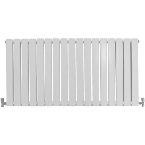 Radiadores de Panel Plano Diseñador 600x1190mm Blanco Brillante Calefacción Central Calefactor Horizontal Montaje Pared para Cocina Salón o Baño Cepillo Limpieza Kit Reparación GRATIS Garantía 15 Años