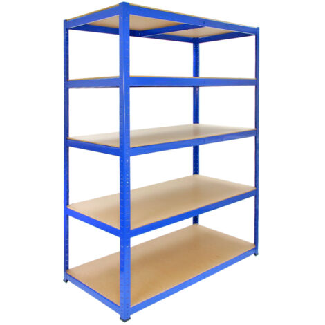 9 Estanterías T-Rax de Acero Sin Tornillos Azules Sistema de Montaje de Estanterías sin Tornillos de Metal y MDF  180cm x 120cm x 60cm  280KG Capacidad de Peso por Estante + Mazo de Goma GRATIS (1/5)