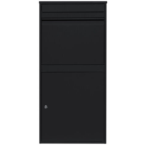 Buzón de Correos Negro Antirrobo de Pared Exterior Tamaño XL Cerradizo Caja para Entrega de Cartas Paquetes Código de Barras Escaneable para Servicio Postal/Mensajeros,2 llaves+Destornillador GRATIS