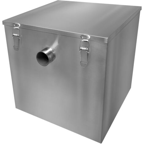 Interceptor Profesional de Trampa de Grasa Comercial 60L Bajo Fregadero Acero Inoxidable Cesta de Filtro Extraíble para Residuos de Alimentos Separador de Aceite Deflector de Agua Desagüe (39x39x39cm) (1/5)