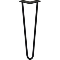 SKISKI LEGS - 4 Patas de Horquilla Metálicas para Mesa Muebles Metal Hairpin Legs 40.6cm Acero Negro 2 Puntales de Espesor 12mm con Pies Protectores + Paquete de 16 Tornillos de 20mm GRATIS