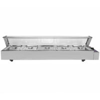 Vitrina Calienta Comida Eléctrica+5 Sártenes con Tapas de Acero Inoxidable (Capacidad 5 x 5.5L) Incluidas Calientaplatos Servidor Buffet Comida Caliente 2 Años Garantía para Cocinas Restaurantes Bares