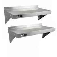 2 Estantes de Pared para Cocina 90cm x 30cm Baldas Repisas Anaqueles de Acero Inoxidable Almacenamiento Almacenaje Organización para Cocinas Comerciales, Cafés, Bares, Restaurantes o Talleres