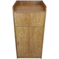 Papelera de Madera Roble Claro y Soporte de Bandeja Comercial Restaurante Comedor Cafetería Cocina Contenedor Residuos Desecho Cubo de Basura Capacidad 100L Puerta Giro 90°+ Pegatinas de Vinilo Negras