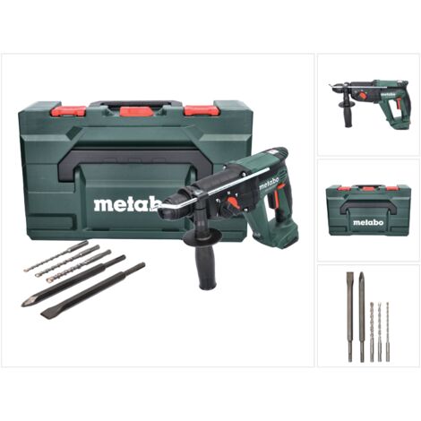 Martillo combinado a batería Metabo KH 18 LTX 24 18 V 2,1 J SDS plus + juego de brocas y cinceles de 5 piezas + metaBOX - sin batería, sin cargador (1/5)