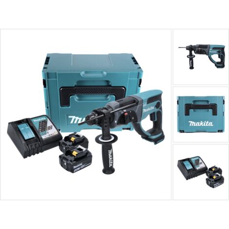 Martillo perforador a batería Makita DHR 202 RMJ SDS-Plus, 18 V Li-Ion, 2 J + 2x 4 Ah Baterías + Cargador + Makpac