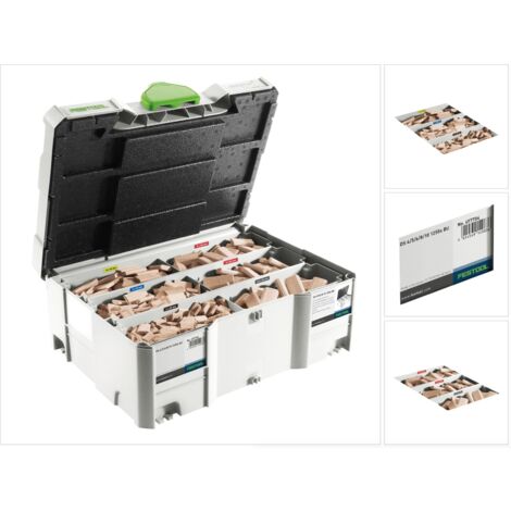 Festool Domino surtido haya DS 4/5/6/8/10 1060x BU ( 498899 ) con fresas Domino y tacos Domino en Systainer