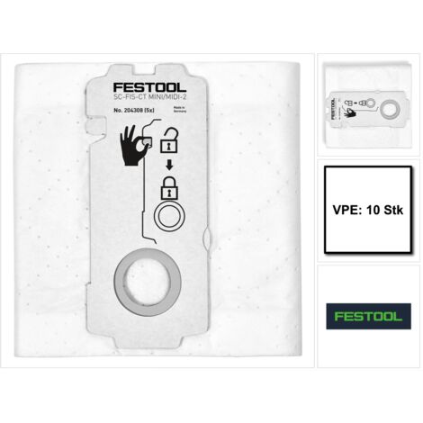 Festool Bolsa filtrante SELFCLEAN SC-FIS-CT MINI/MIDI-2/10 - 10 unidades ( 2x 204308 ) para CT MINI / MIDI a partir del año de fabricación 2019 (1/5)