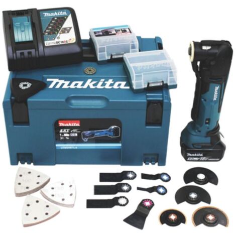 Herramienta multifunción a batería Makita DTM 51 RT1J3 de 18 V + 1 batería de 5,0 Ah + cargador + juego de 45 accesorios + Makpac (1/4)
