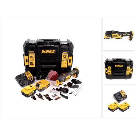 DeWALT DCS 356 P1 Multi-herramienta oscilante a batería 18V / Sin escobillas + Maletín TSTAK + 2x Batería 5,0 Ah + Cargador + Set accesorios 35 piezas