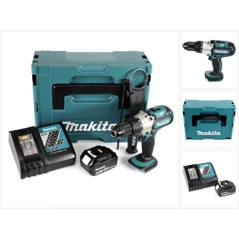 Makita DHP 451 RM1J Taladro combinado a batería 18V + Makpac 2 + 1x Batería 4,0 Ah + Cargador (1/5)