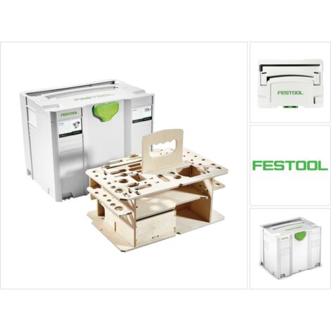 Festool SYSTAINER SYS 4 T-LOC SYS-HWZ Caja de herramientas ( 497658 ) gris claro acoplable con inserto de madera