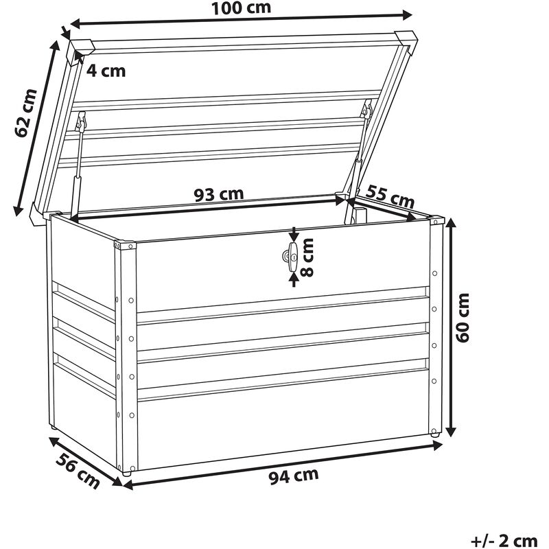 Outdoor Stahlbox Kissentruhe 100 cm 300 Liter Werkzeugkiste weiss grau  anthrazit grün Box für Kissen Polster Auflagen