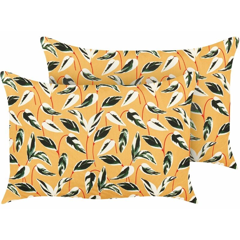 x rechteckig Muster Gartenkissen 40 Taggia / 60 cm gelb bunt Blätter