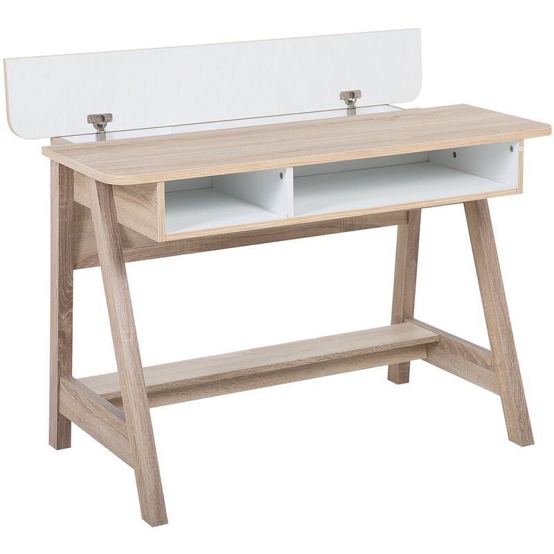 Schreibtisch Bürotisch Jackson minimalistisch weiß/Holz Computertisch
