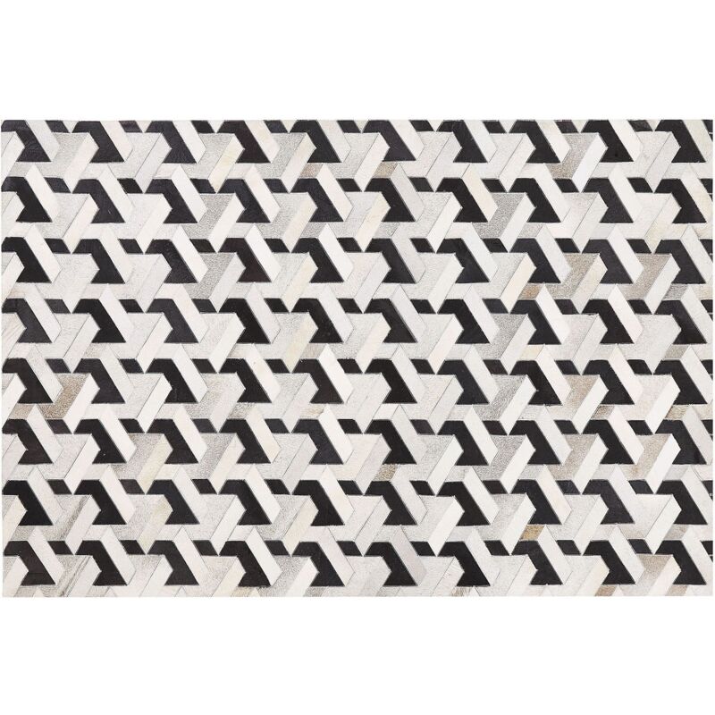 Teppich Schwarz Grau Kuhfell Rechteckig 140x200 Cm Patchwork 3d Muster Lederteppich Fur Wohnzimmer Schlafzimmer Flur Salon Esszimmer