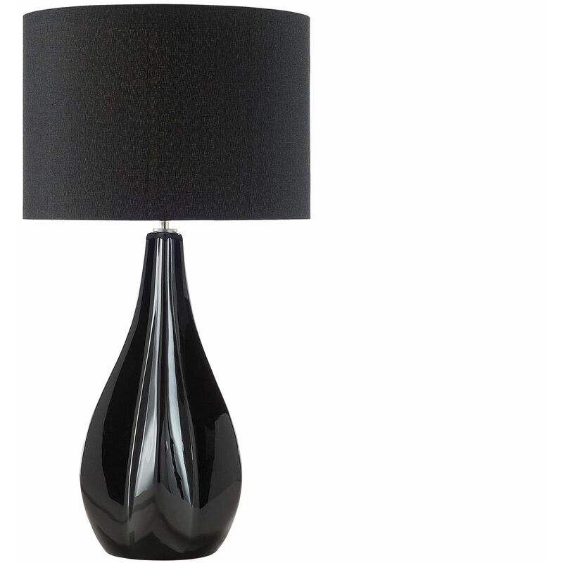 Tischlampe Stilvolle Santee Lampenfuß schwarz Kunstseide geschwungener