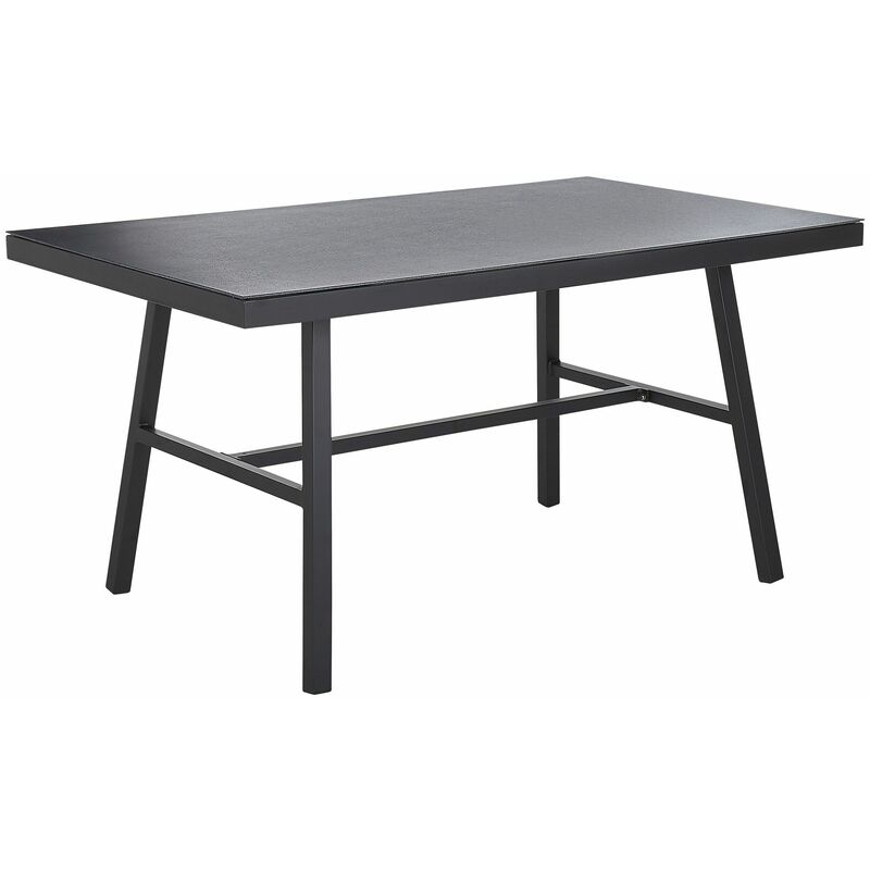 Gartentisch mit Glasplatte schwarz Steinoptik rechteckig 150x90 Modern  Canetto
