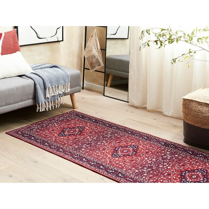 orientalisches Teppich 70 rutschfest cm Vadkadam Vintage 200 x Läufer rot Muster