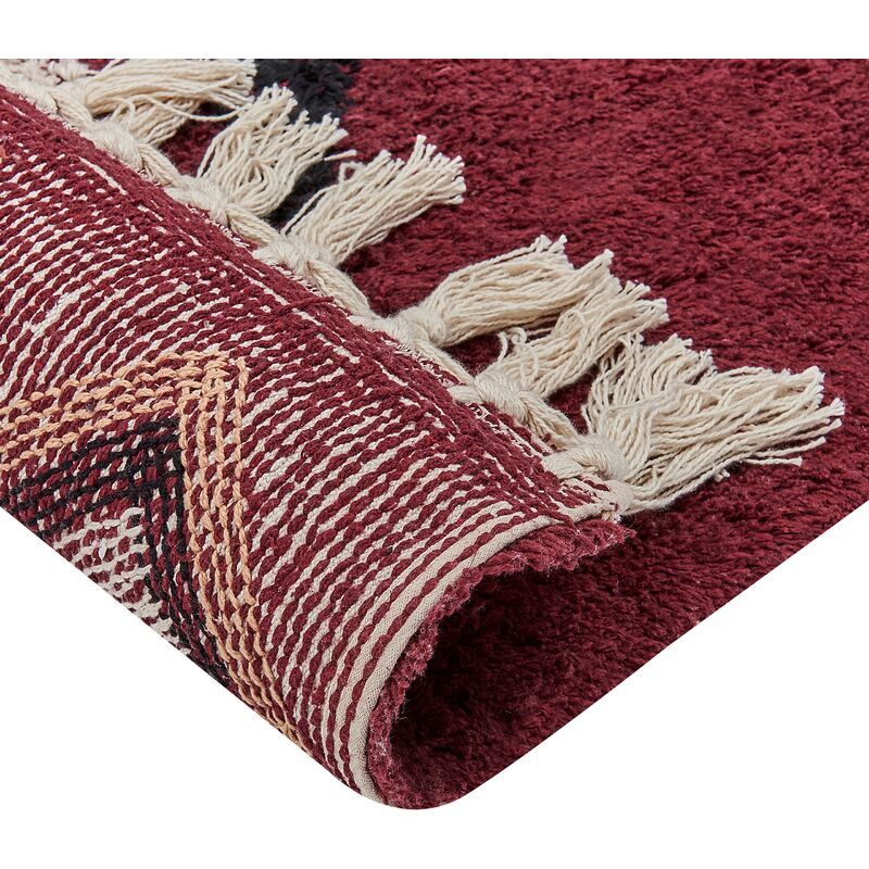 Teppich Baumwolle rot 160 x 230 cm mit Quasten NIGDE